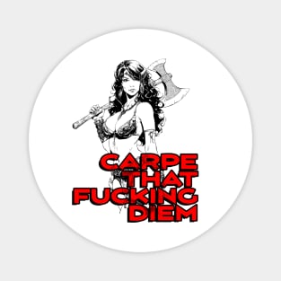 "Carpe That F*cking Diem" Vintage Barbarian Fantasy Magnet